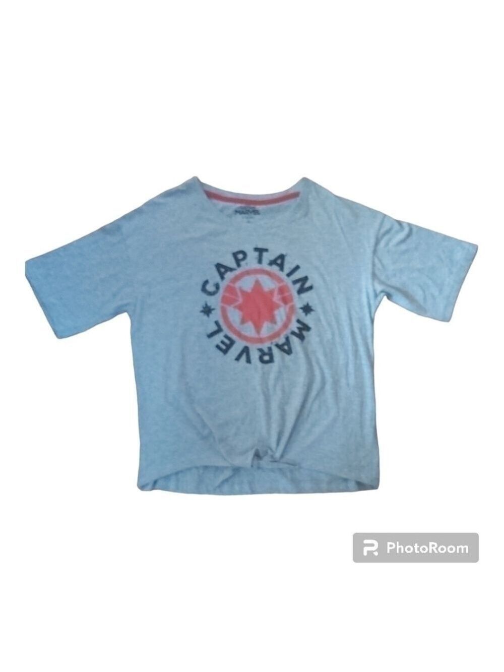 Nwot Women Marvel Captain Marvel Gray Cotton Blend Graphic T-Shirt - Size Large